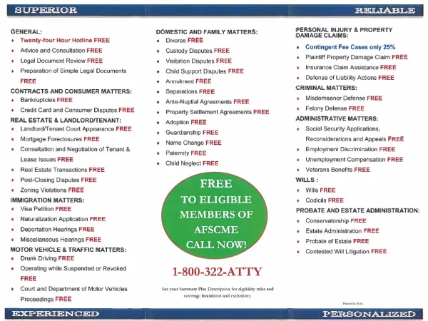 Regan Associates Legal Protection Plan inside flyer